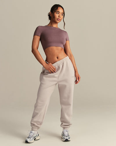 Smooth Contour Cropped Short Sleeve T-Shirt | Deep Mocha