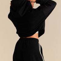 Comfort Lightweight Draw Hem Hoodie | Black