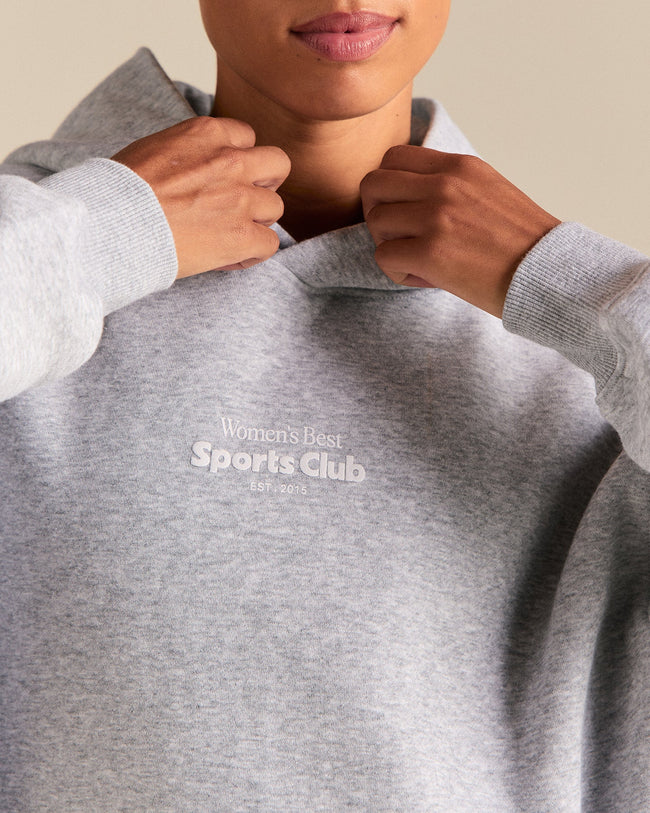 Comfort Oversized Sports Club Hoodie | Silver Grey Marl