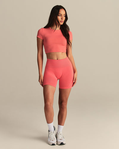 Smooth Contour Cropped Short Sleeve T-Shirt | Sunlit Coral
