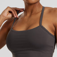 Essential Built-In Bra Crop Tank Top | Graphite