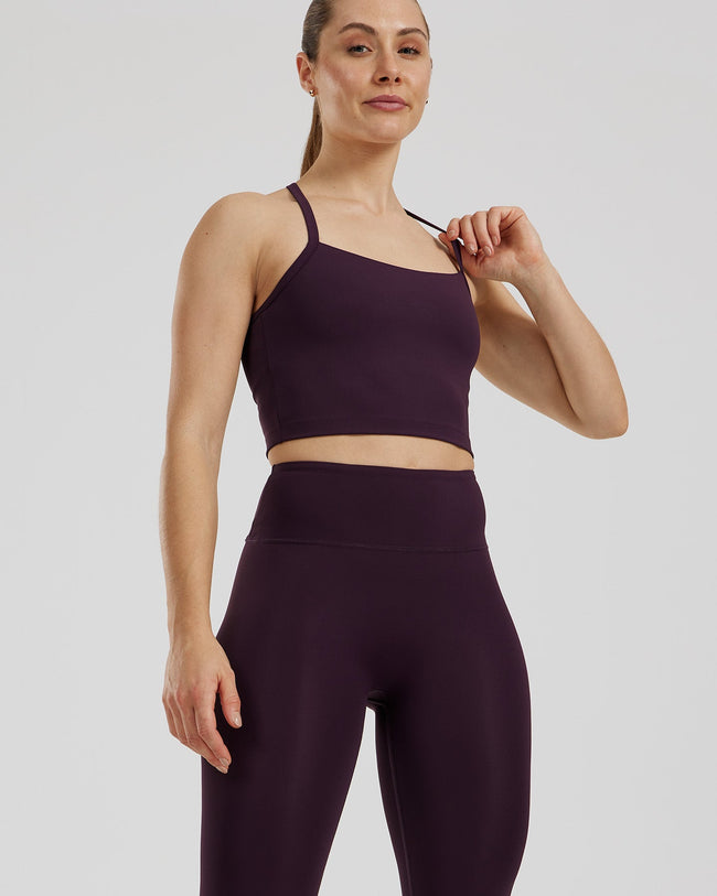Essential Built-In Bra Crop Tank Top | Midnight Plum