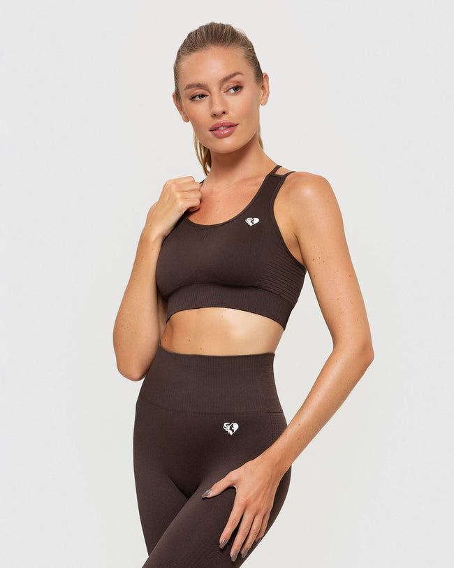 Power Seamless Sports Bra | Dark Oak