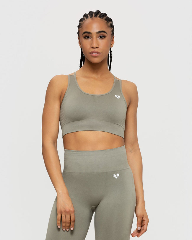 Power Seamless Sports Bra | Dark Taupe