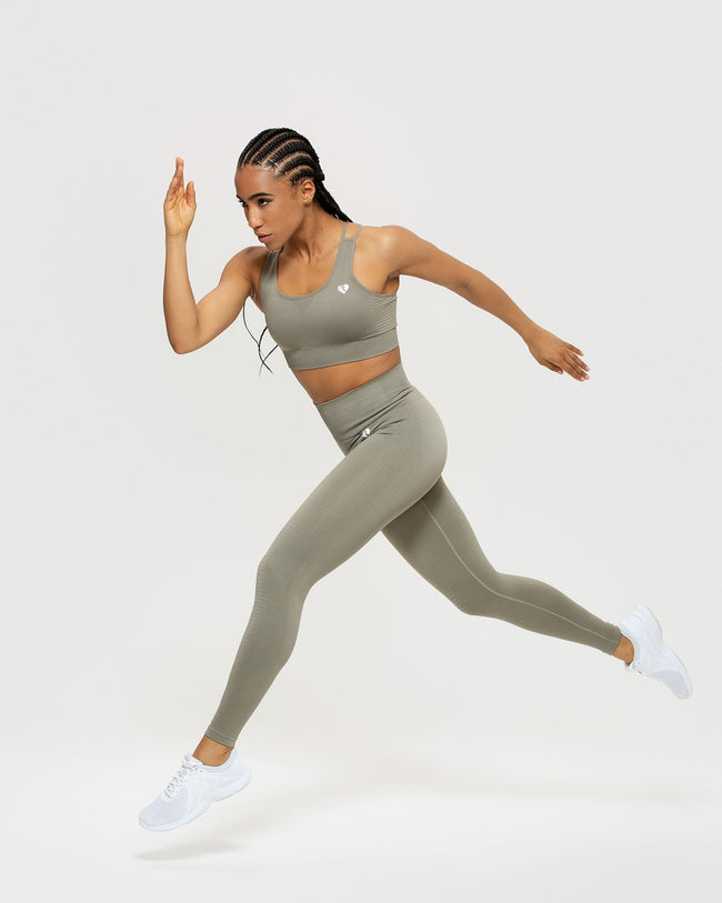 Power Seamless Sports Bra | Dark Taupe