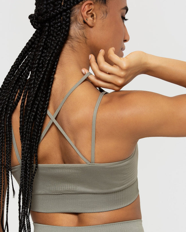 Power Seamless Sports Bra | Dark Taupe