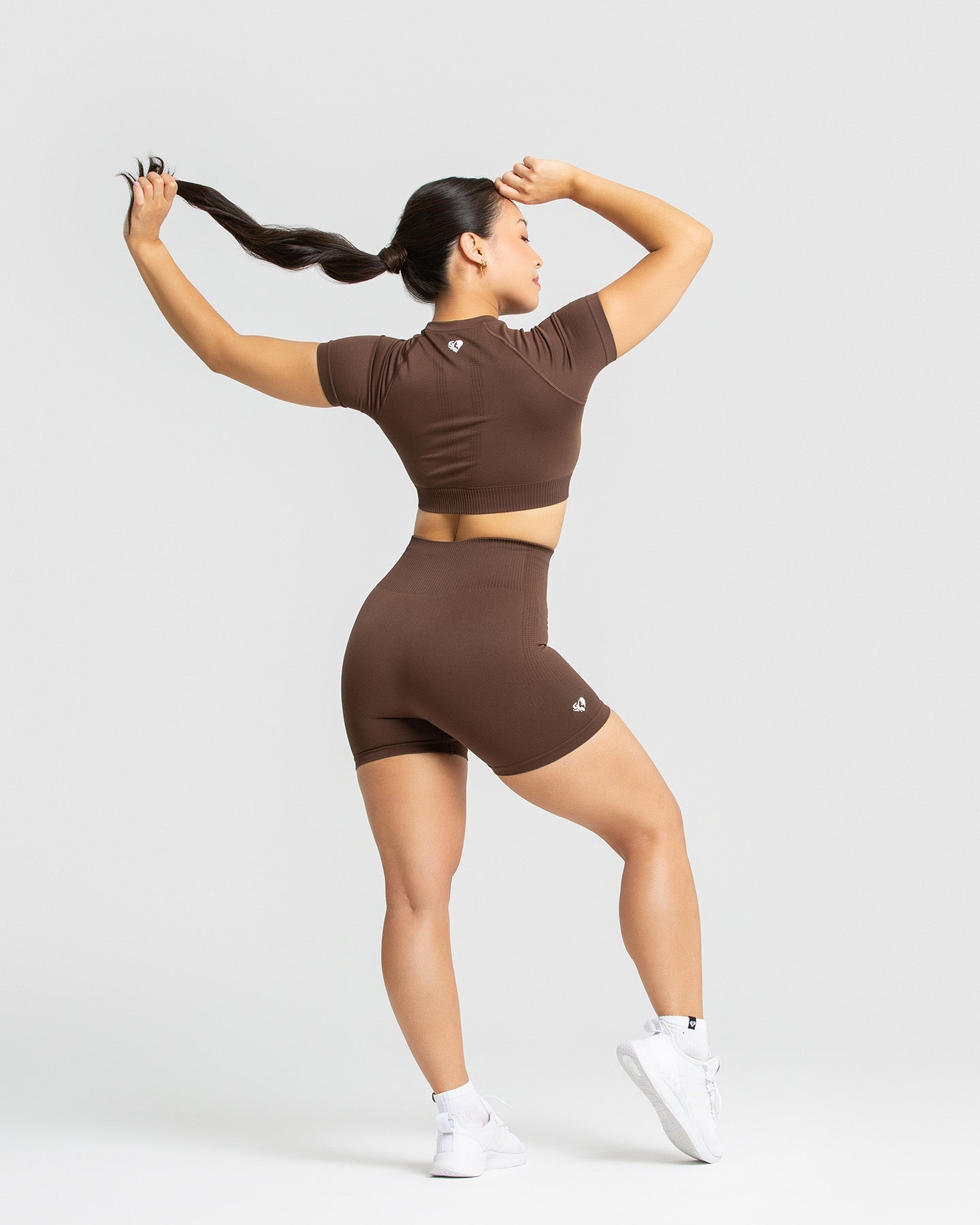 Power Seamless Short Sleeve Crop Top | Walnut Brown