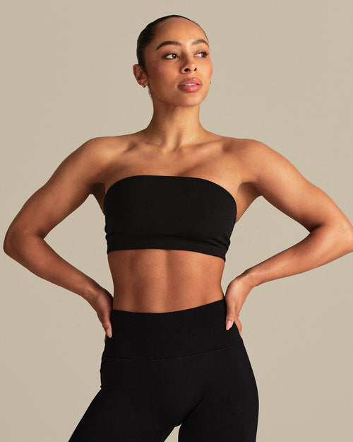 Essential Twist Back Bandeau Bra | Black