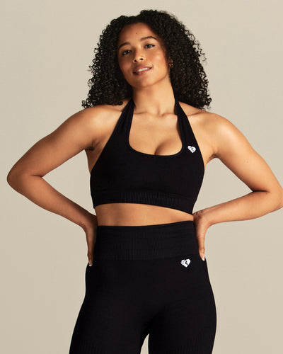 Power Halter Neck Bra | Black