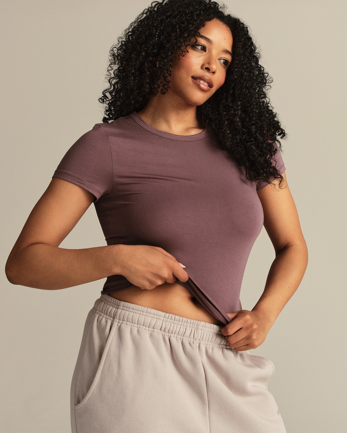Smooth Contour Midi Short Sleeve T-Shirt | Deep Mocha