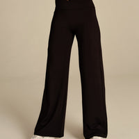 Essential Wrap High Waist Straight Leg Pants | Black