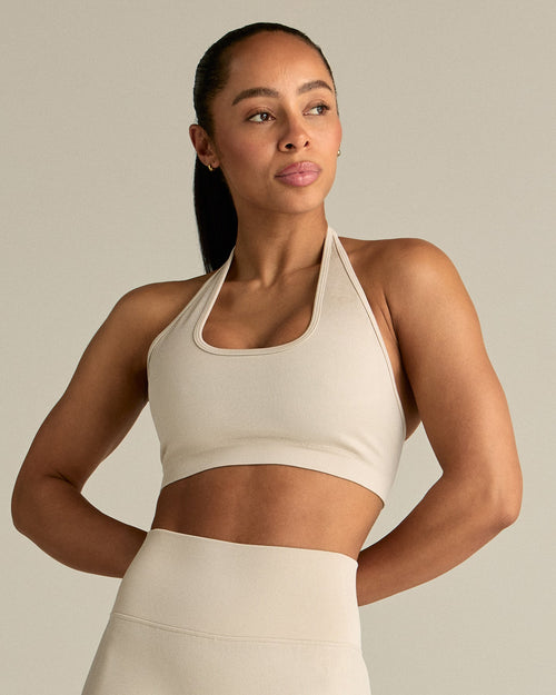 Motion Seamless Halter Bra | Off White