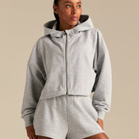 Comfort Lightweight Draw Hem Hoodie | Grey Marl
