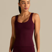 Essential Built-In Bra Scoop Back Tank | Merlot