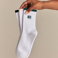 Premium Crew Embroidered Socks (3PK) | Black/Emerald/Ballet Pink