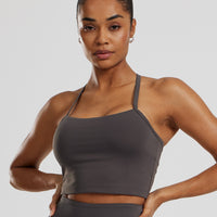 Essential Built-In Bra Crop Tank Top | Graphite