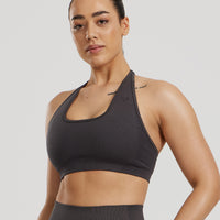 Motion Seamless Halter Bra | Graphite