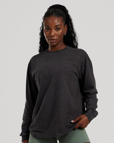 Comfort Oversized Long Sleeve T-Shirt Washed | Black