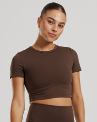 Essential Cropped Short Sleeve Tee | Cocoa