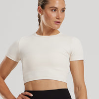 Essential Cropped Short Sleeve Tee | Off White