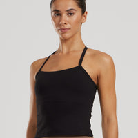 Essential Built-In Bra Midi Tank | Black