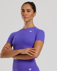 Power Seamless Short Sleeve Crop Top | Purple Flash