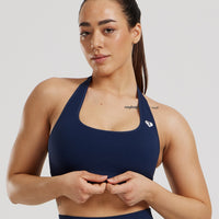 Power Seamless Halter Neck Bra | Sapphire Blue