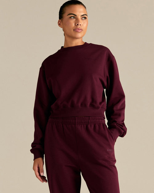 Comfort Outdoor Cropped Crew Neck | Merlot