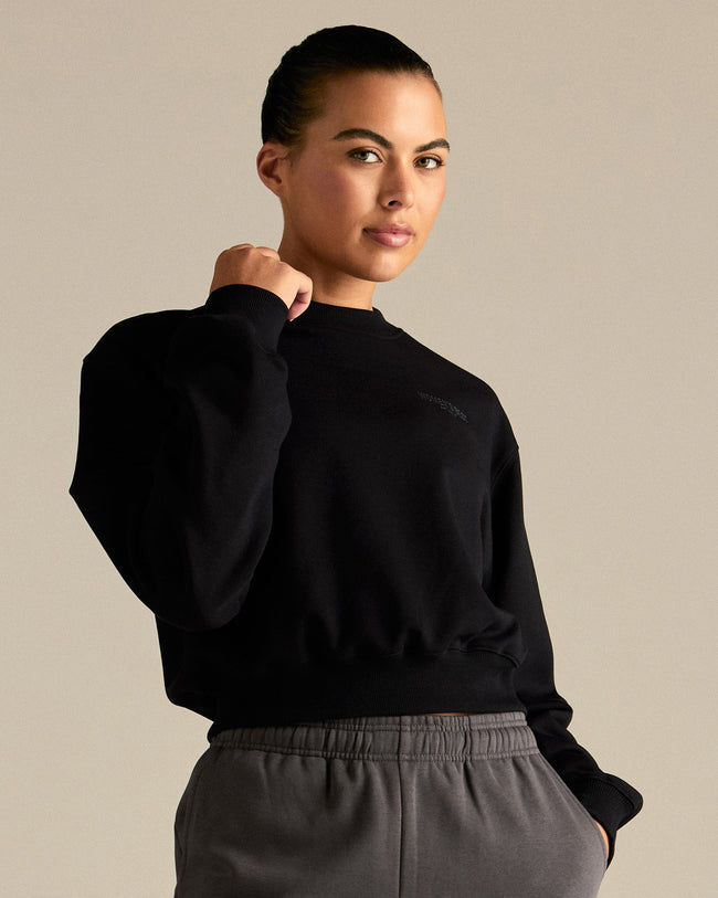 Comfort Outdoor Cropped Crew Neck | Black