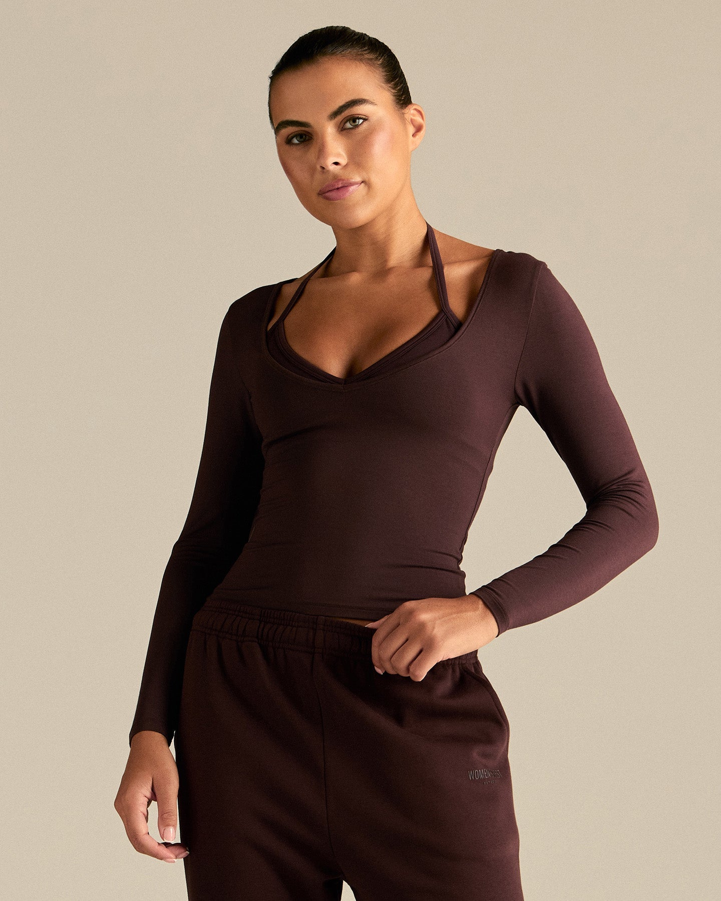 Smooth Contour Long Sleeve Reversible T-Shirt | Cafe Noir