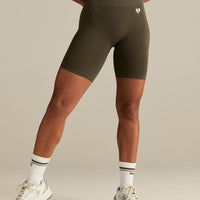 Power High Waist Cycling Shorts | Dark Olive