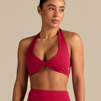 Essential Twist Front Halter Bra | Strawberry Kiss