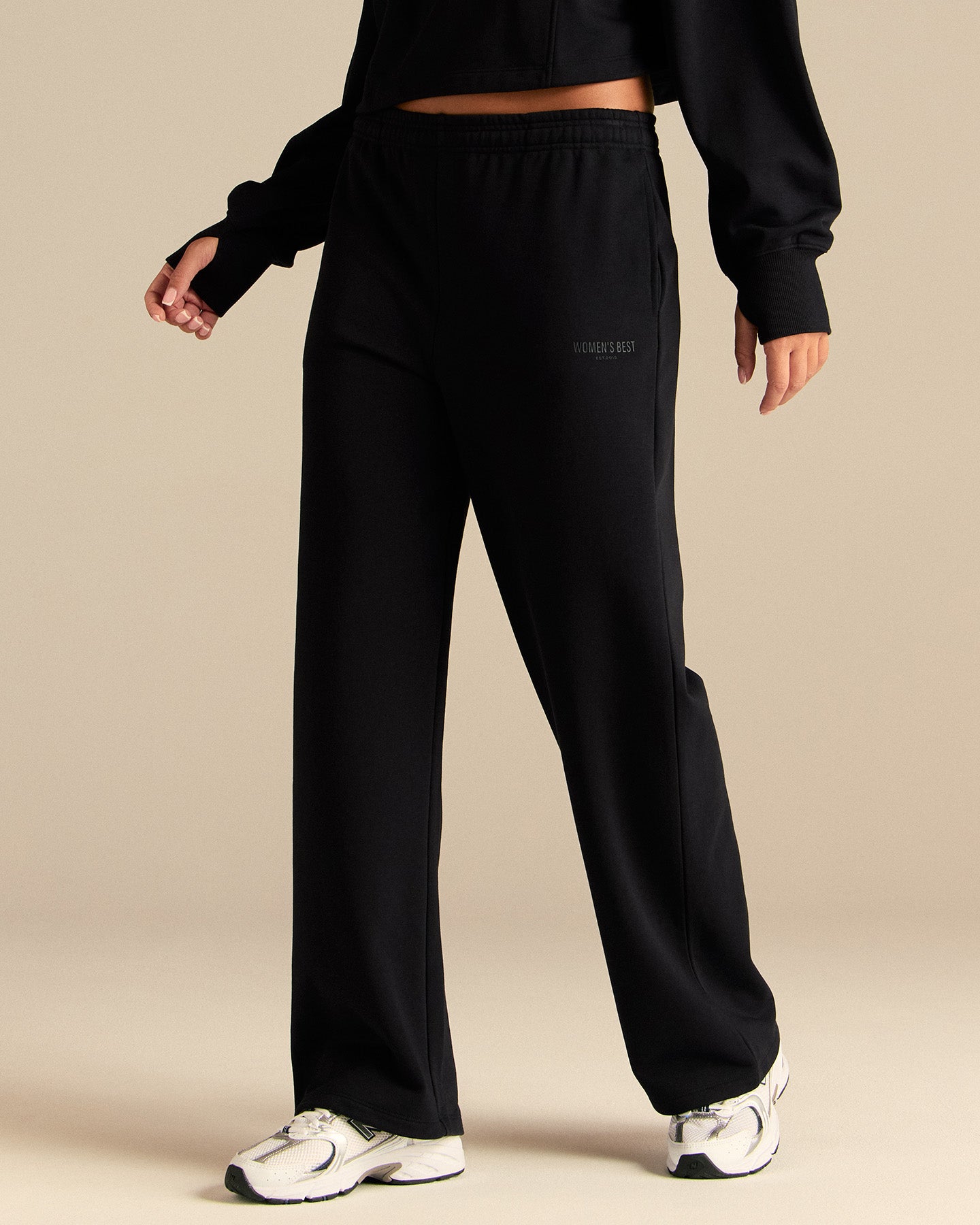 Comfort Lightweight Straight Leg Mid Waist Joggers | Black