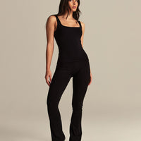 Smooth Contour Midi Square Neck Tank | Black