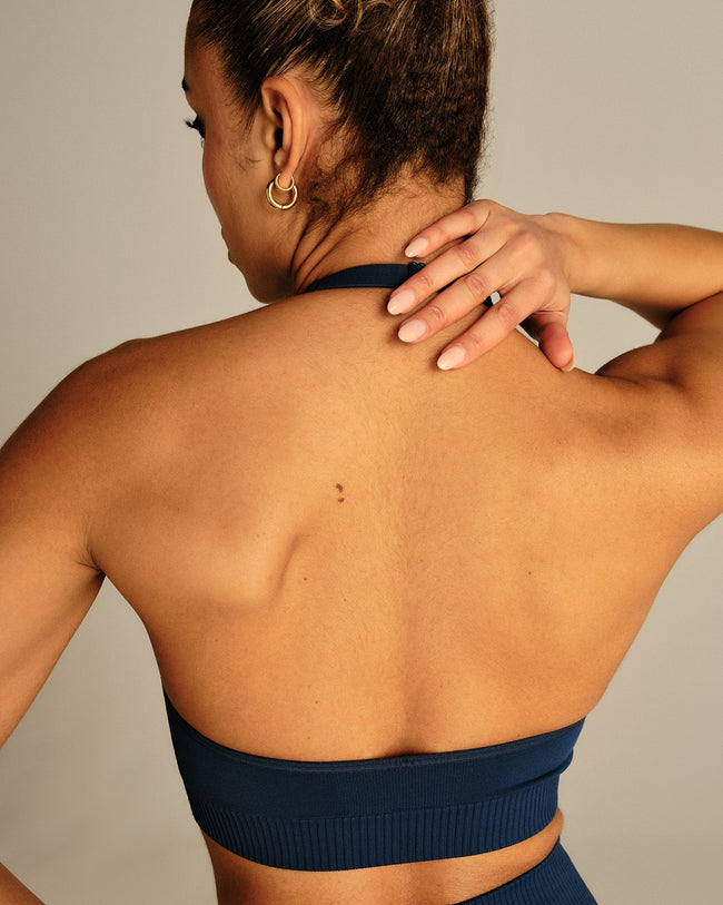 Power Halter Neck Bra | True Navy