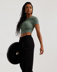 Comfort Ribbed Cropped T-Shirt | Sage