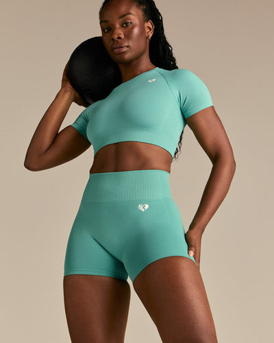 Power Seamless Scrunch Shorts | Marine Green