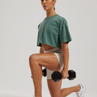 Comfort Oversized Cropped Short Sleeve T-Shirt Washed | Sage