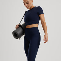 Essential Cropped Short Sleeve Tee | Sapphire Blue