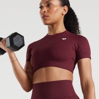 Power Seamless Short Sleeve Crop Top | Dark Cherry