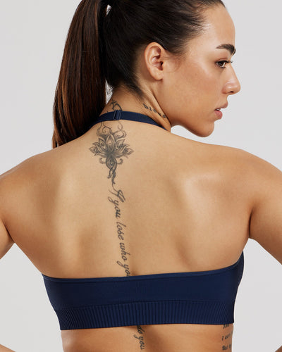Power Seamless Halter Neck Bra | Sapphire Blue