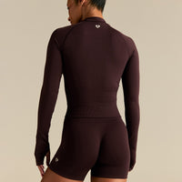 Define 2.0 Seamless Full Zip Midi Jacket | Cafe Noir