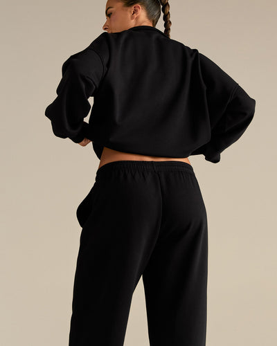 Comfort Cozy Straight Leg Joggers | Black