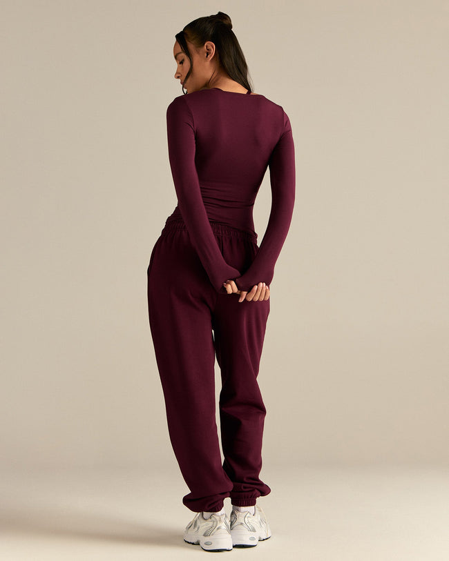 Smooth Contour Long Sleeve Reversible T-Shirt | Merlot