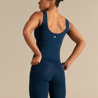 Essential Built-In Bra Scoop Back Tank | True Navy