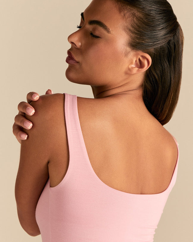 Smooth Contour Midi Square Neck Tank | Sweet Pink