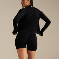 Power Seamless Long Sleeve Full Zip Jacket | Black