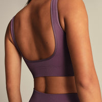 Power Seamless Open Back Mini Bra | Dusk Plum