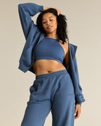 Comfort Lightweight Oversized Zip Up Hoodie | Blueberry