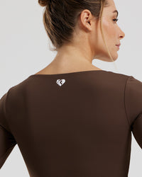 Essential Long Sleeve Built-In Bra Top | Cocoa